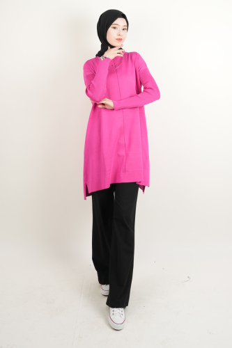 Merserize Tunik Vivo Ortası Dikişli Tunik Pembe 