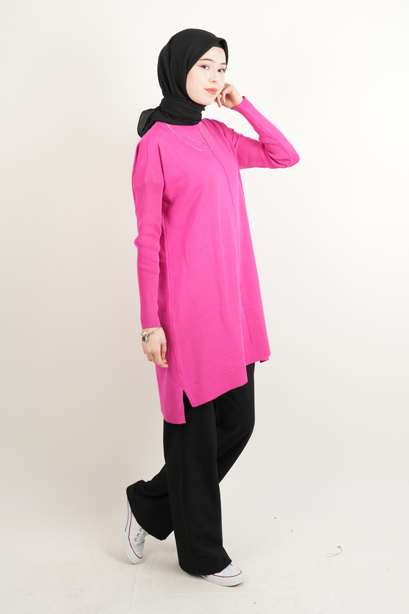 Merserize Tunik Vivo Ortası Dikişli Tunik Pembe - 2