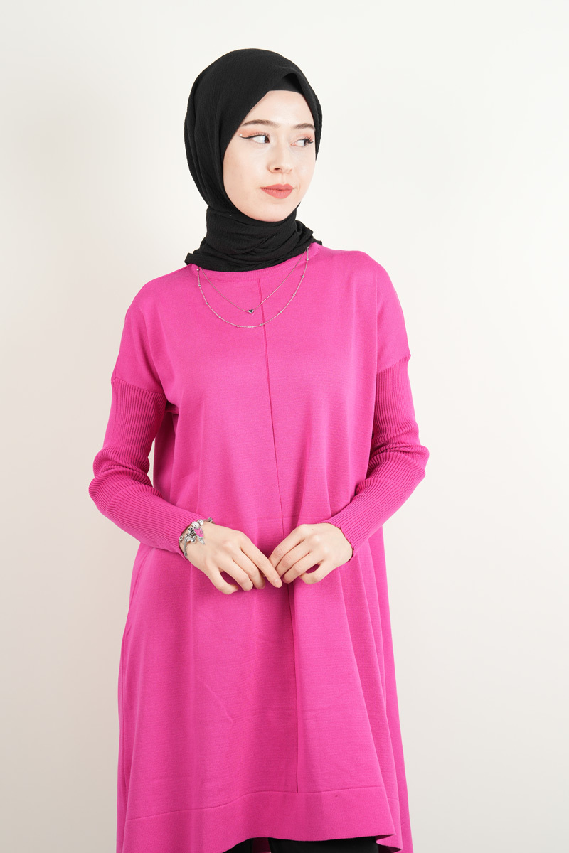 Merserize Tunik Vivo Ortası Dikişli Tunik Pembe - 4