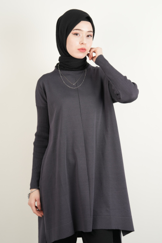 Merserize Tunik Vivo Ortası Dikişli Tunik Antrasit - 4