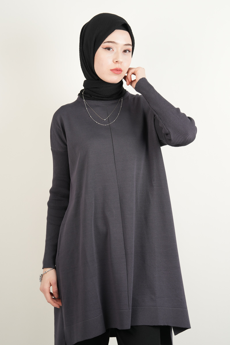 Merserize Tunik Vivo Ortası Dikişli Tunik Antrasit - 4