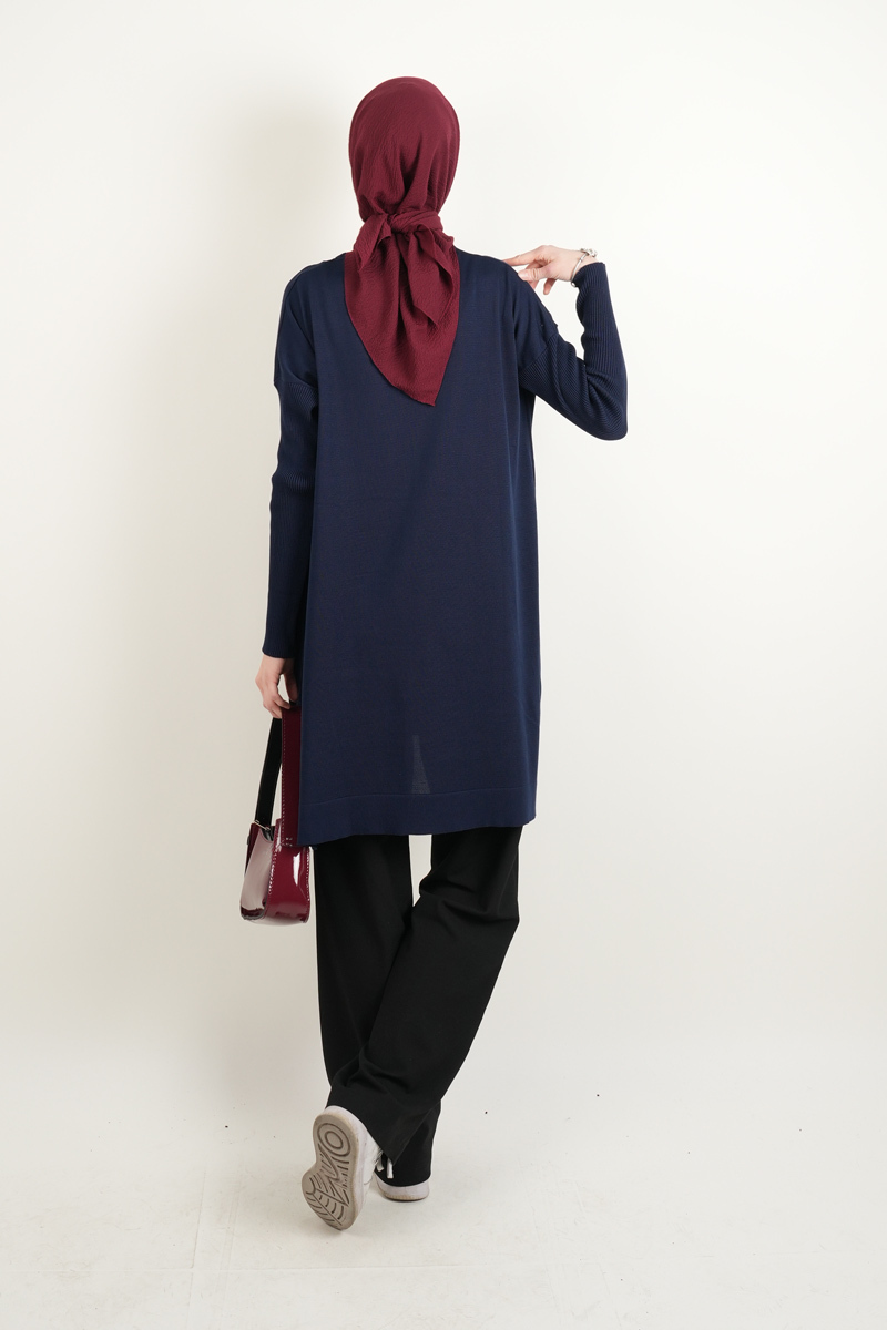 Merserize Tunik Vivo Ortası Dikişli Tunik Lacivert - 3