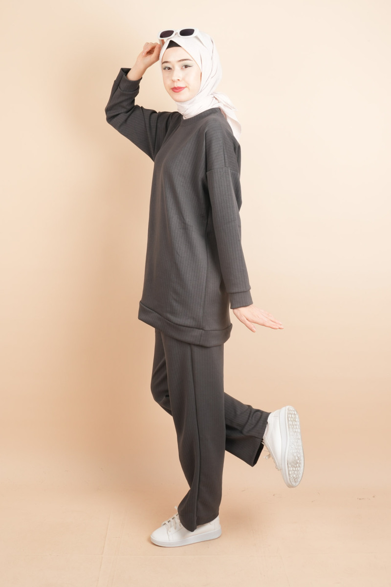 Oysh Spor Bayan Tesettür 2 li Kombin Takım Antrasit - 2