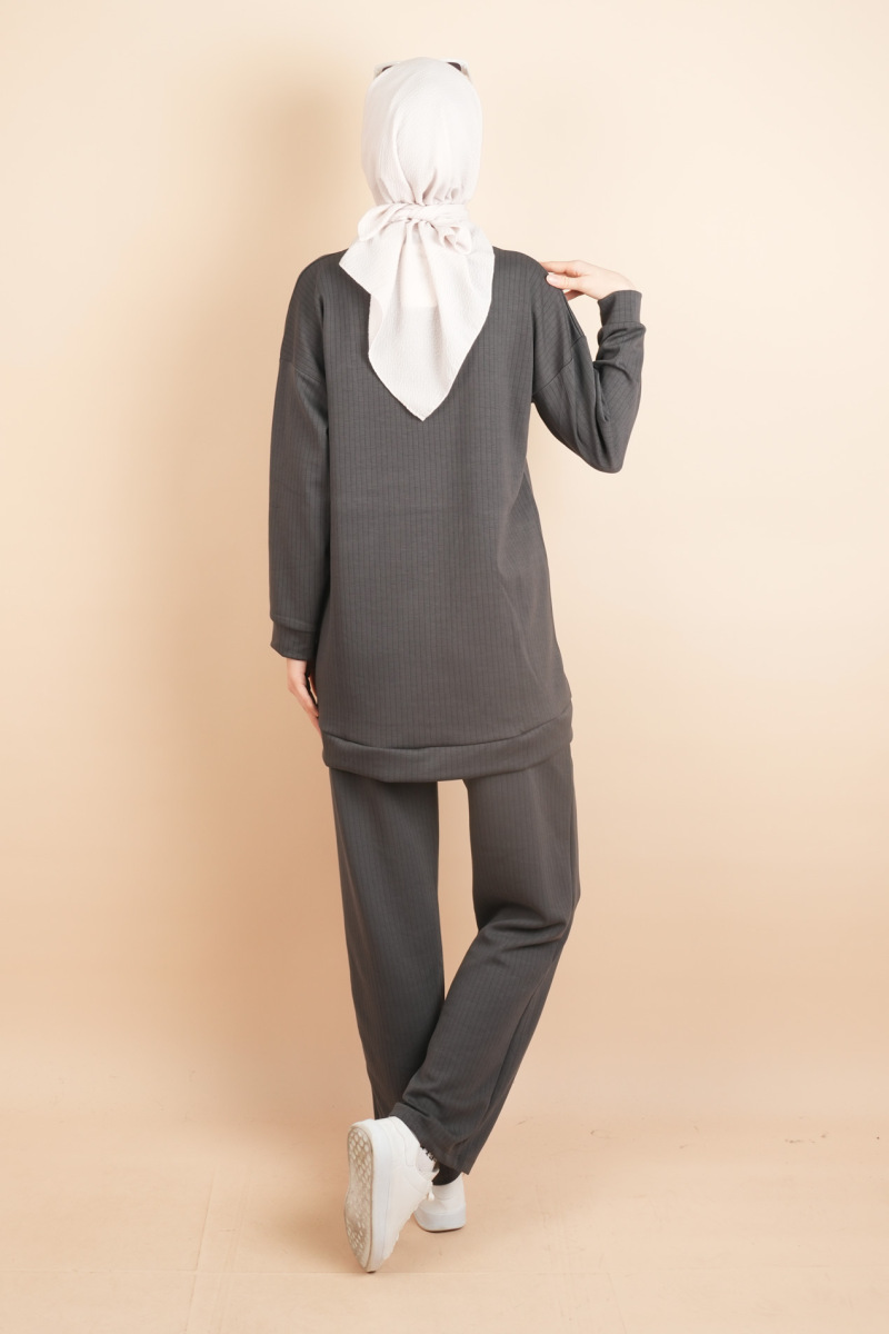 Oysh Spor Bayan Tesettür 2 li Kombin Takım Antrasit - 3