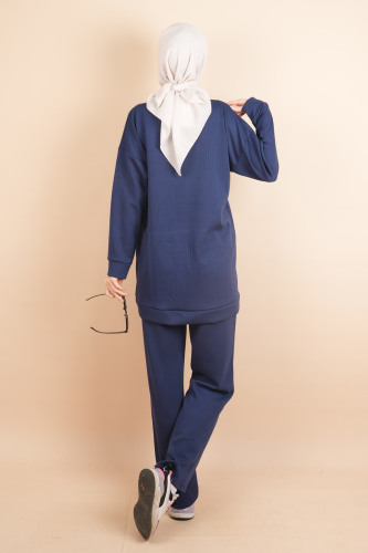 Oysh Spor Bayan Tesettür 2 li Kombin Takım Lacivert - 03Kız Kulesi Teks (1)
