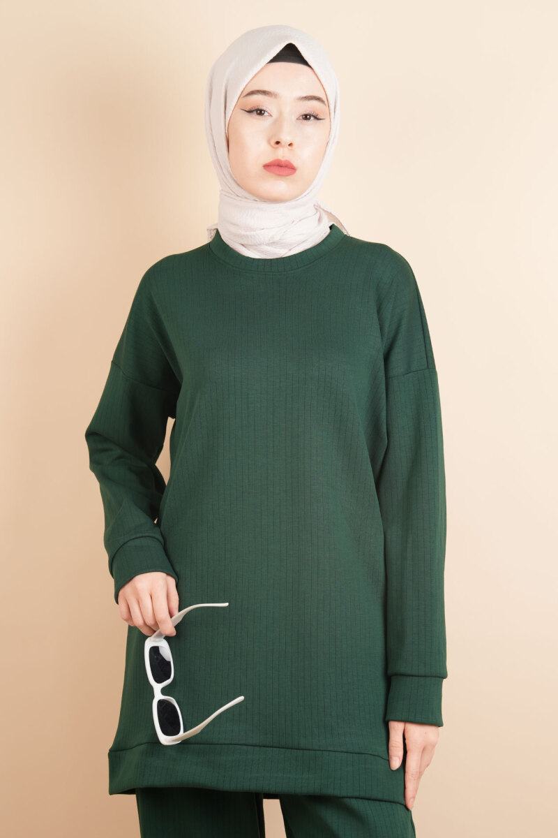 Oysh Spor Bayan Tesettür 2 li Kombin Takım Zümrüt Yeşili - 4
