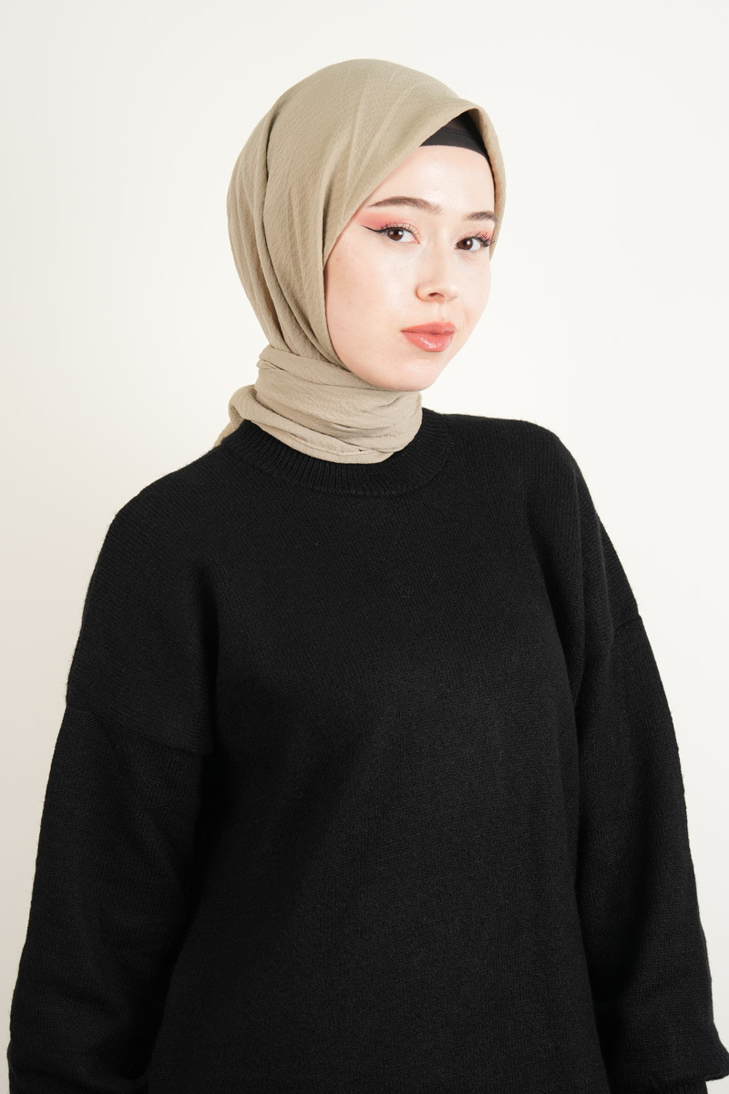 Pamuk Eşarp Mio Caz - Açık Bej - 1