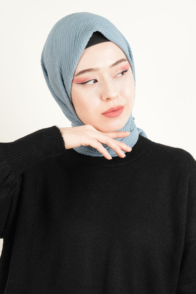 Pamuk Eşarp Mio Caz - Açık Mavi - 1