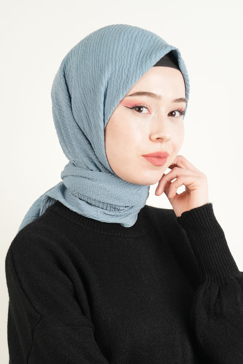 Pamuk Eşarp Mio Caz - Açık Mavi - 2