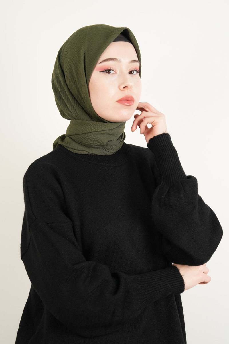 Pamuk Eşarp Mio Caz - Haki - 2