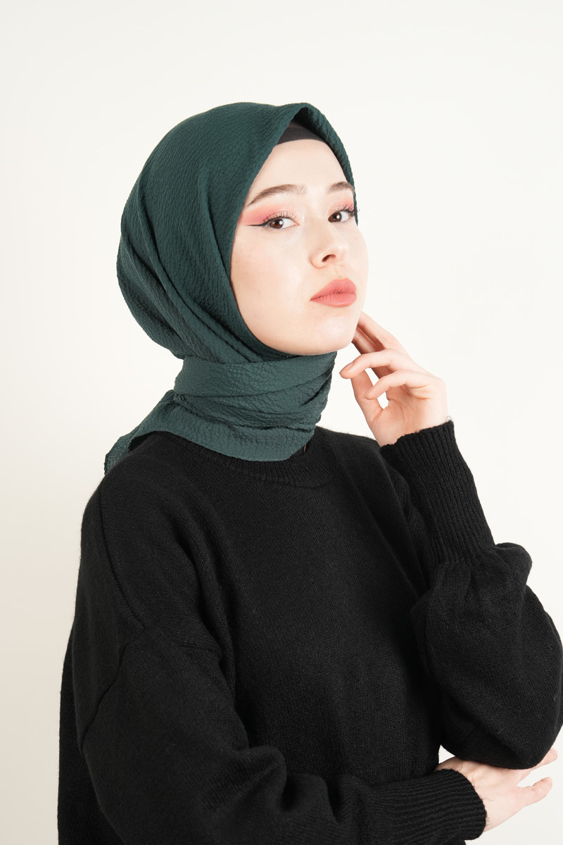Pamuk Eşarp Mio Caz - Koyu Mint Yeşili - 2