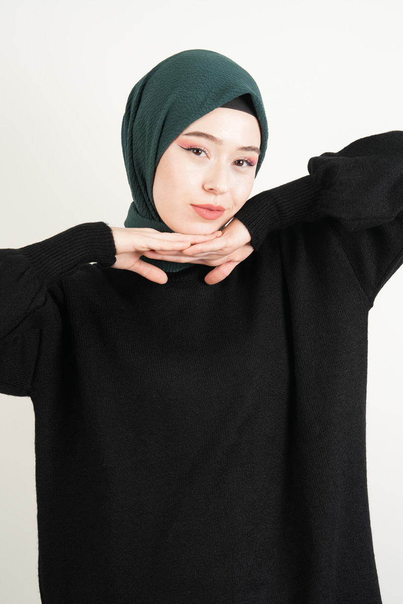 Pamuk Eşarp Mio Caz - Koyu Mint Yeşili - 1