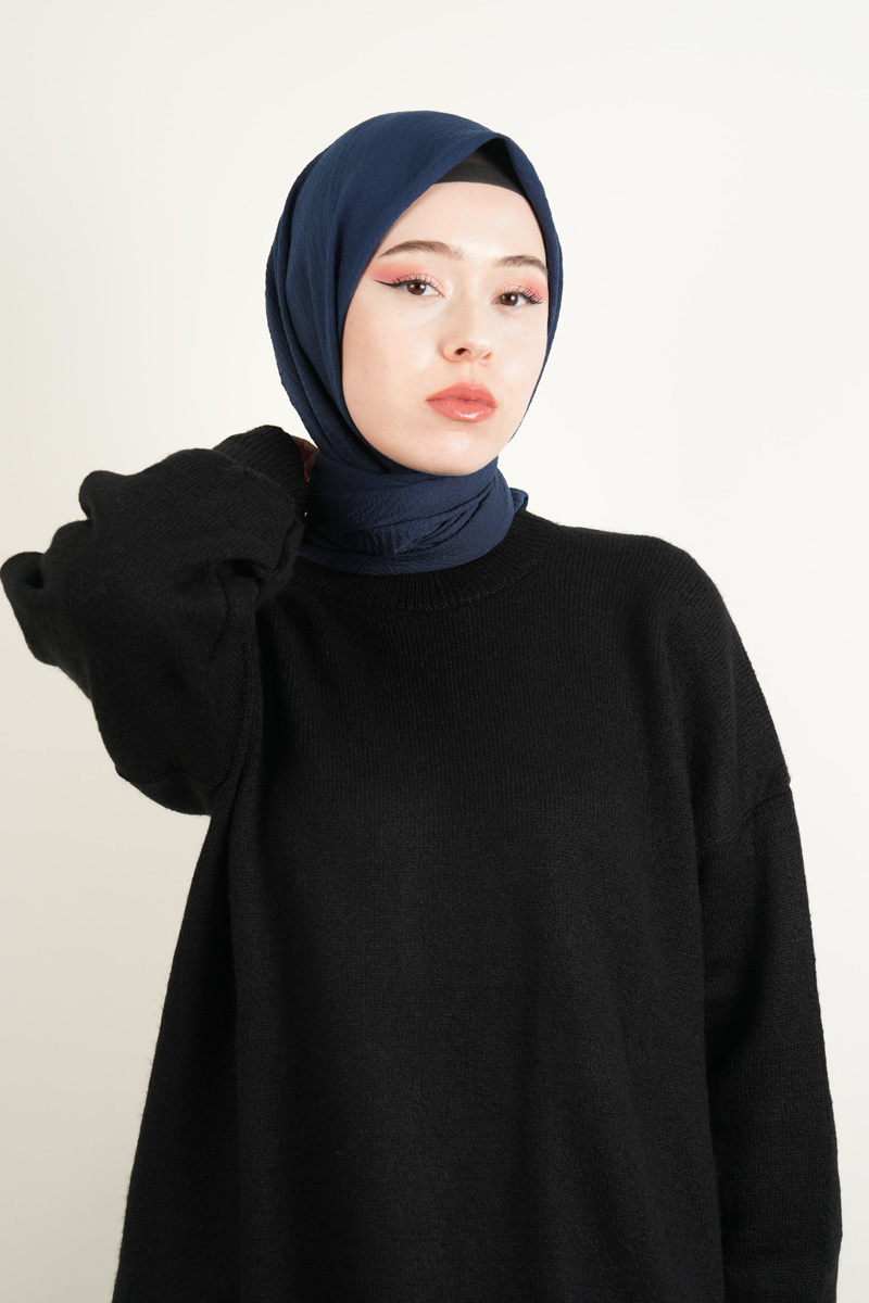 Pamuk Eşarp Mio Caz - Lacivert - 1
