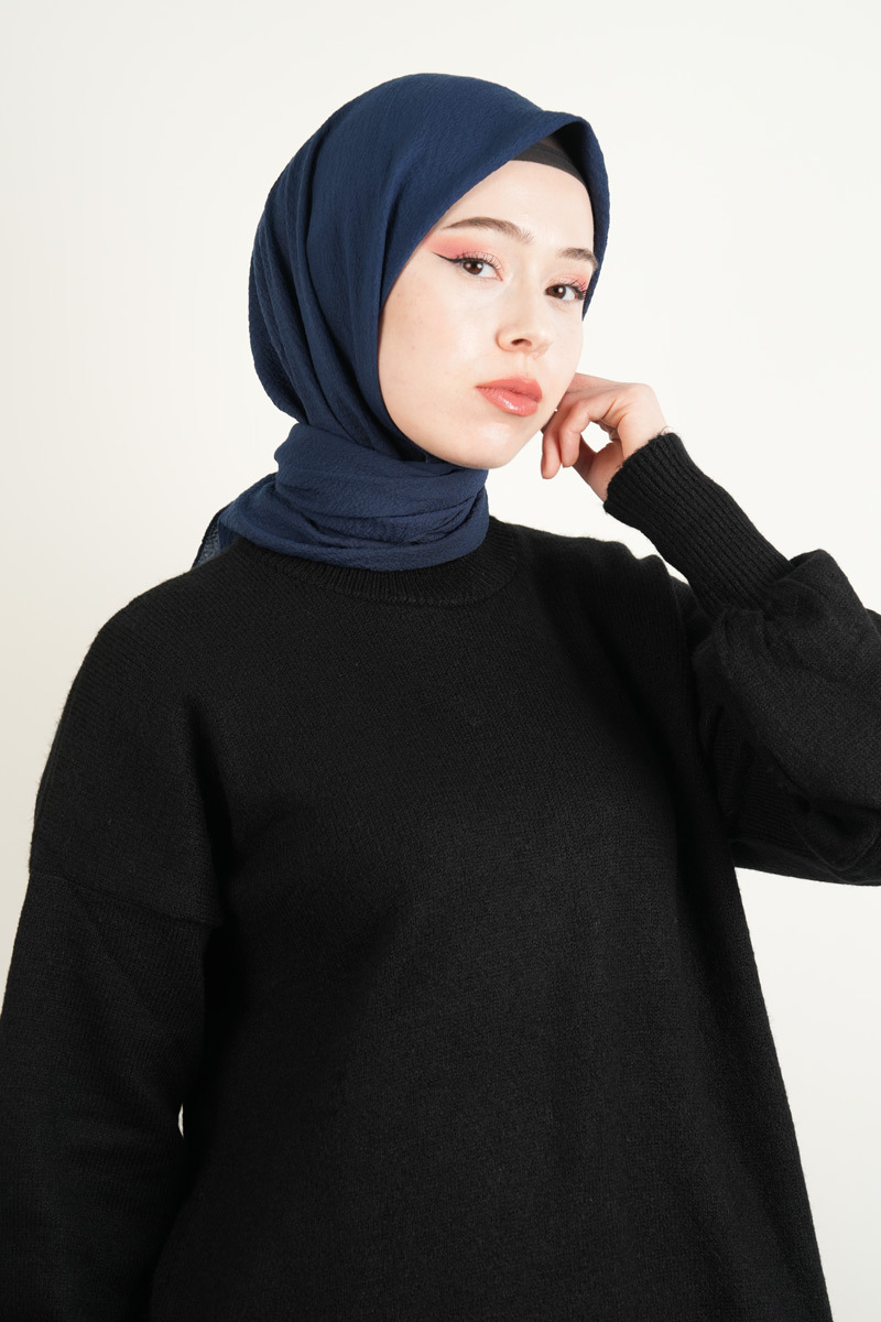 Pamuk Eşarp Mio Caz - Lacivert - 2