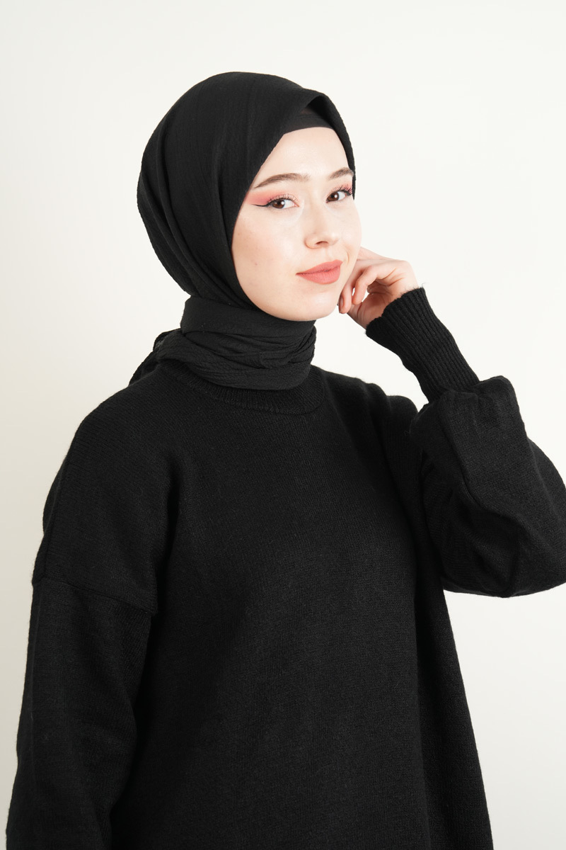 Pamuk Eşarp Mio Caz - Siyah - 2