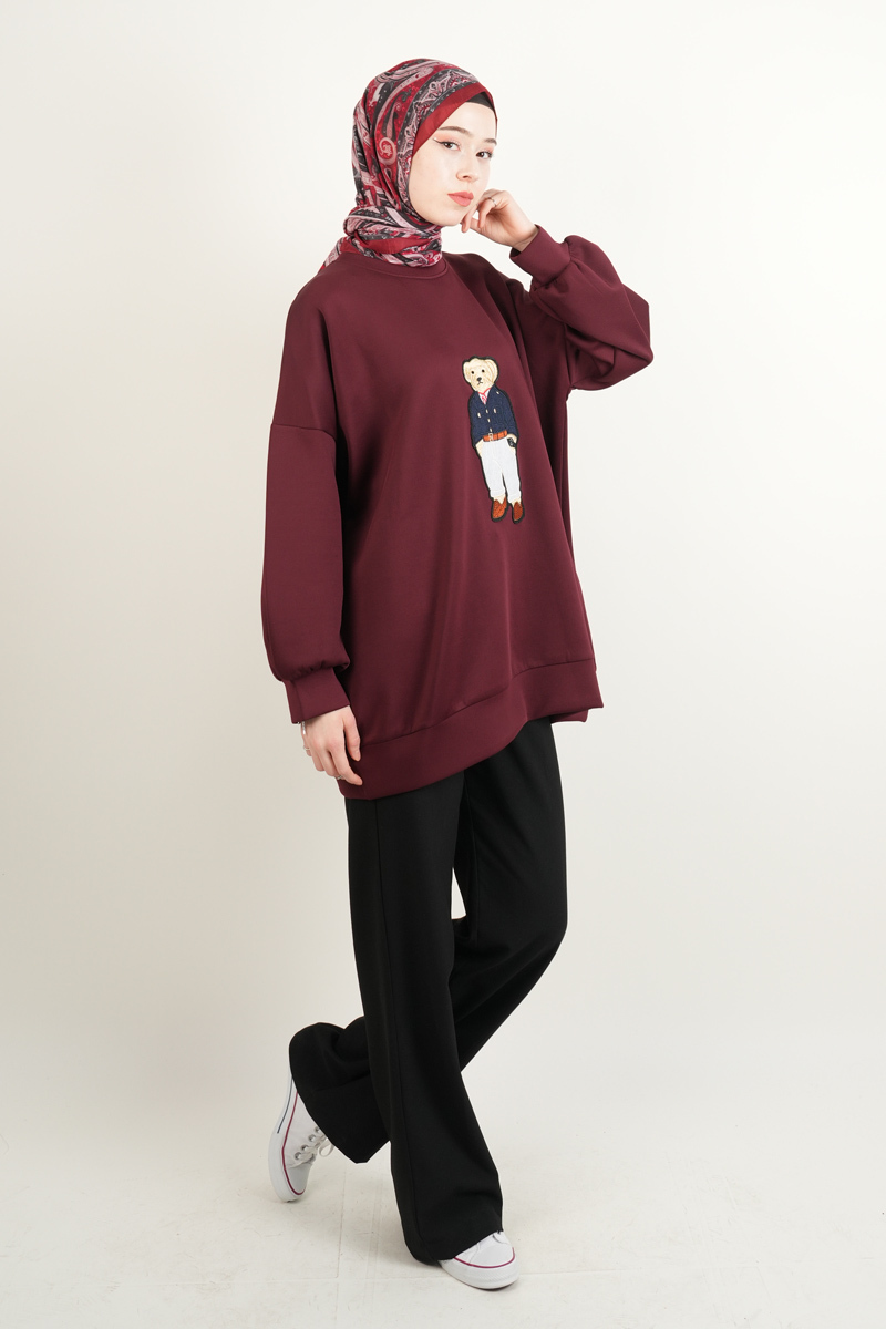 Scuba Tunik Ön Bukre Bear Tunik Bordo - 2