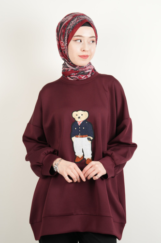 Scuba Tunik Ön Bukre Bear Tunik Bordo - 4