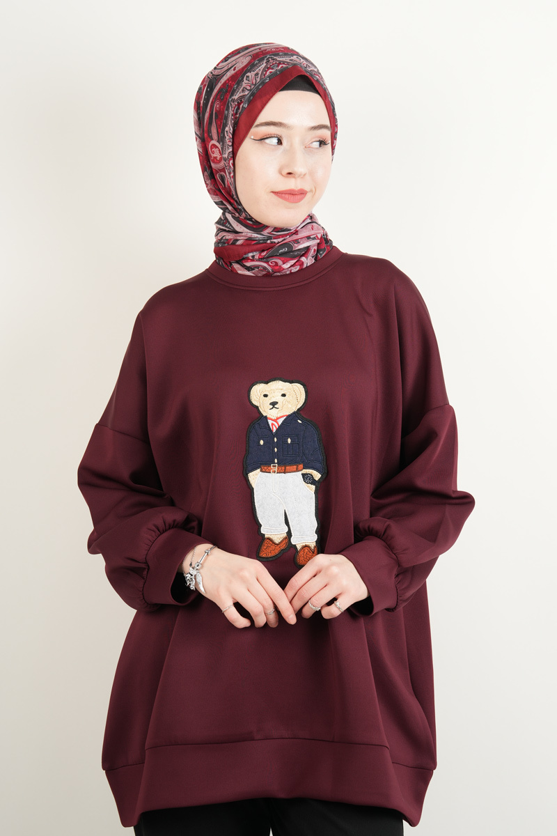 Scuba Tunik Ön Bukre Bear Tunik Bordo - 4