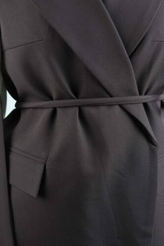 Tesettür Blazer Takım Omuz Tasarım Yelekli Blazer İkili Takım Kahverengi - 5