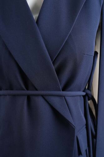 Tesettür Blazer Takım Omuz Tasarım Yelekli Blazer İkili Takım Lacivert - 5