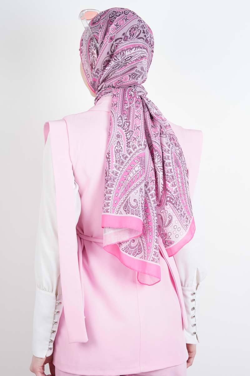 Tesettür Blazer Takım Omuz Tasarım Yelekli Blazer İkili Takım Pembe - 3