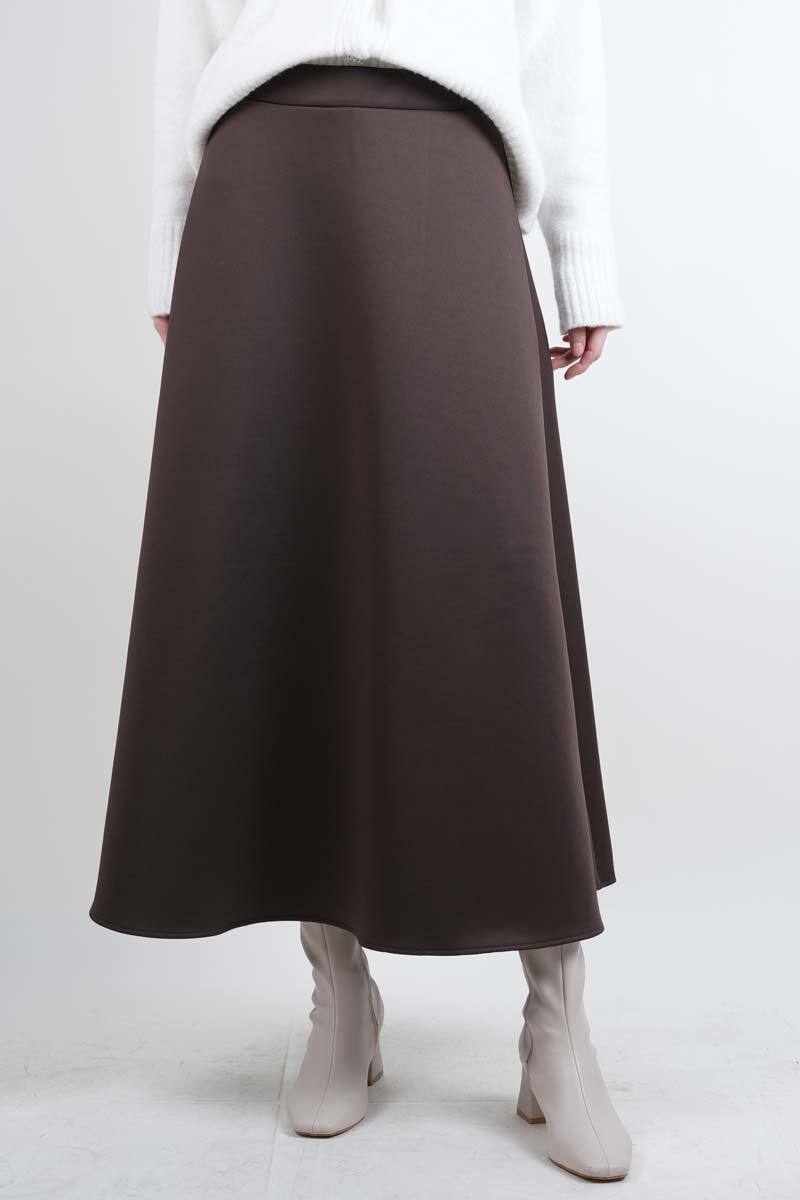 Tesettür Etek Mevlana Kloş Scuba Etek Kahverengi - 1