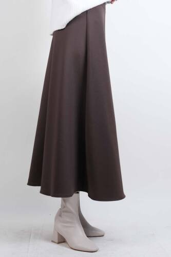 Tesettür Etek Mevlana Kloş Scuba Etek Kahverengi - 03Kız Kulesi Teks (1)