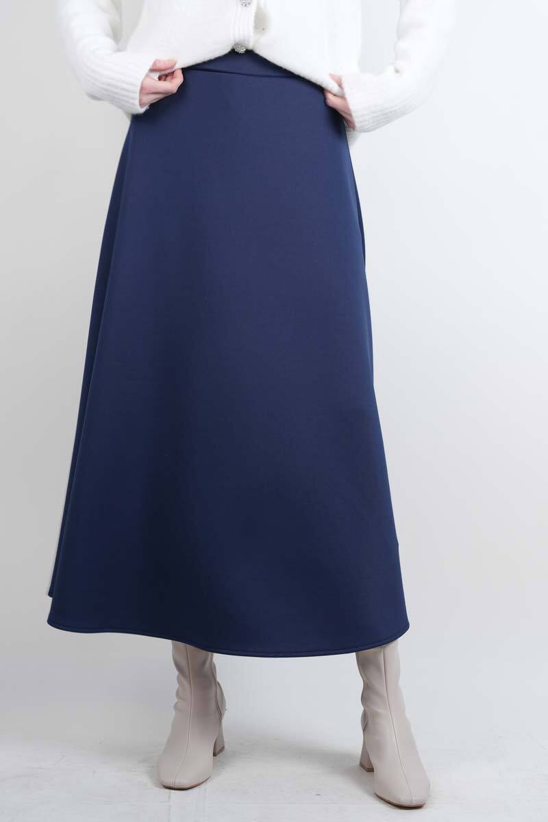Tesettür Etek Mevlana Kloş Scuba Etek Lacivert - 1