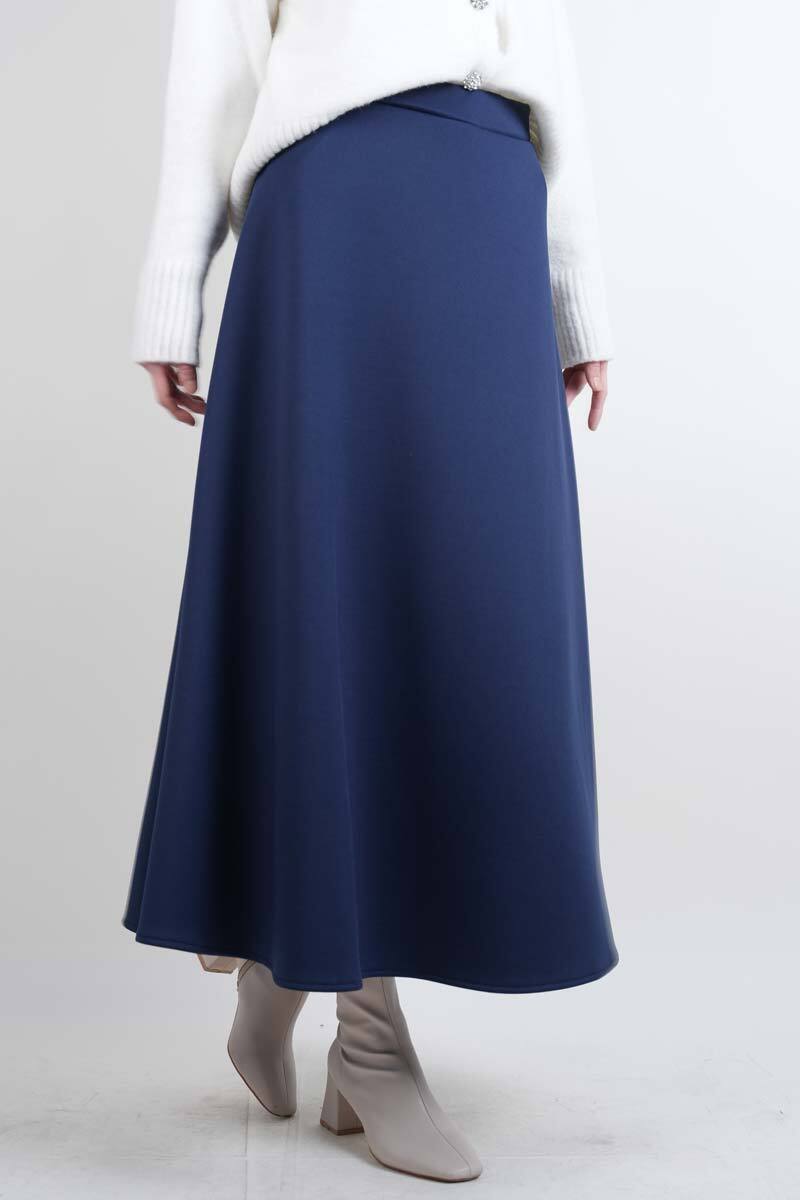 Tesettür Etek Mevlana Kloş Scuba Etek Lacivert - 3