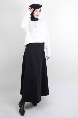 Tesettür Etek Mevlana Kloş Scuba Etek Siyah - 03Kız Kulesi Teks (1)