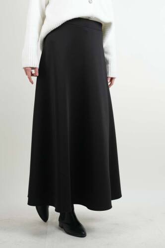 Tesettür Etek Mevlana Kloş Scuba Etek Siyah - 3