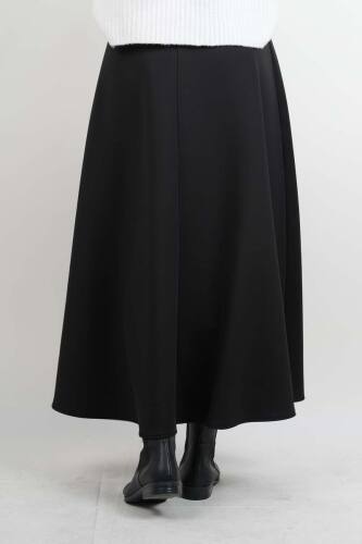 Tesettür Etek Mevlana Kloş Scuba Etek Siyah - 4