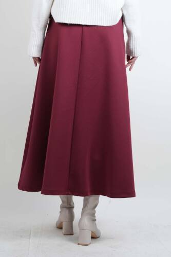 Tesettür Etek Yandan Çapraz Bağlamalı Scuba Etek Bordo - 3