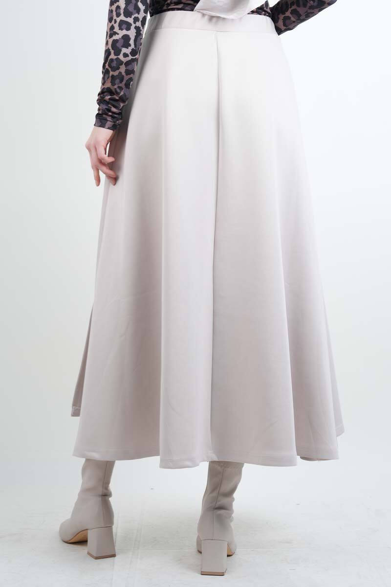Tesettür Etek Yandan Çapraz Bağlamalı Scuba Etek Krem - 4