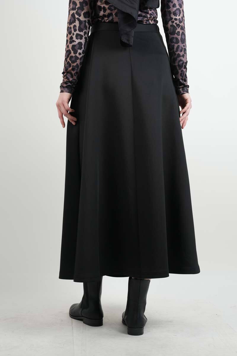 Tesettür Etek Yandan Çapraz Bağlamalı Scuba Etek Siyah - 3