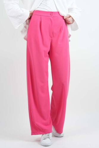 Tesettür Pantolon Double Mira Cepli Palazzo Pantolon Pembe - 3