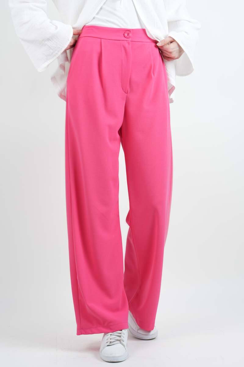 Tesettür Pantolon Double Mira Cepli Palazzo Pantolon Pembe - 3