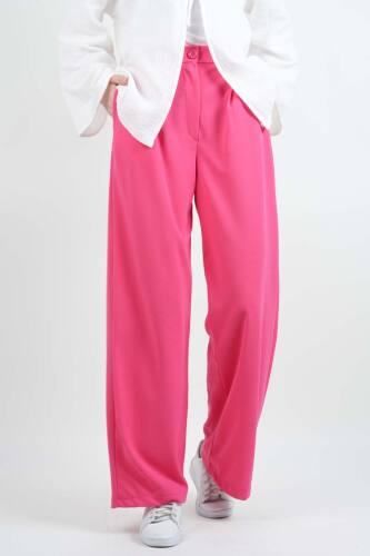 Tesettür Pantolon Double Mira Cepli Palazzo Pantolon Pembe - 4