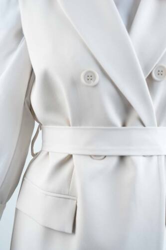 Tesettür Takım 4 Düğmeli Yelekli Blazer İkili Takım Krem - 5