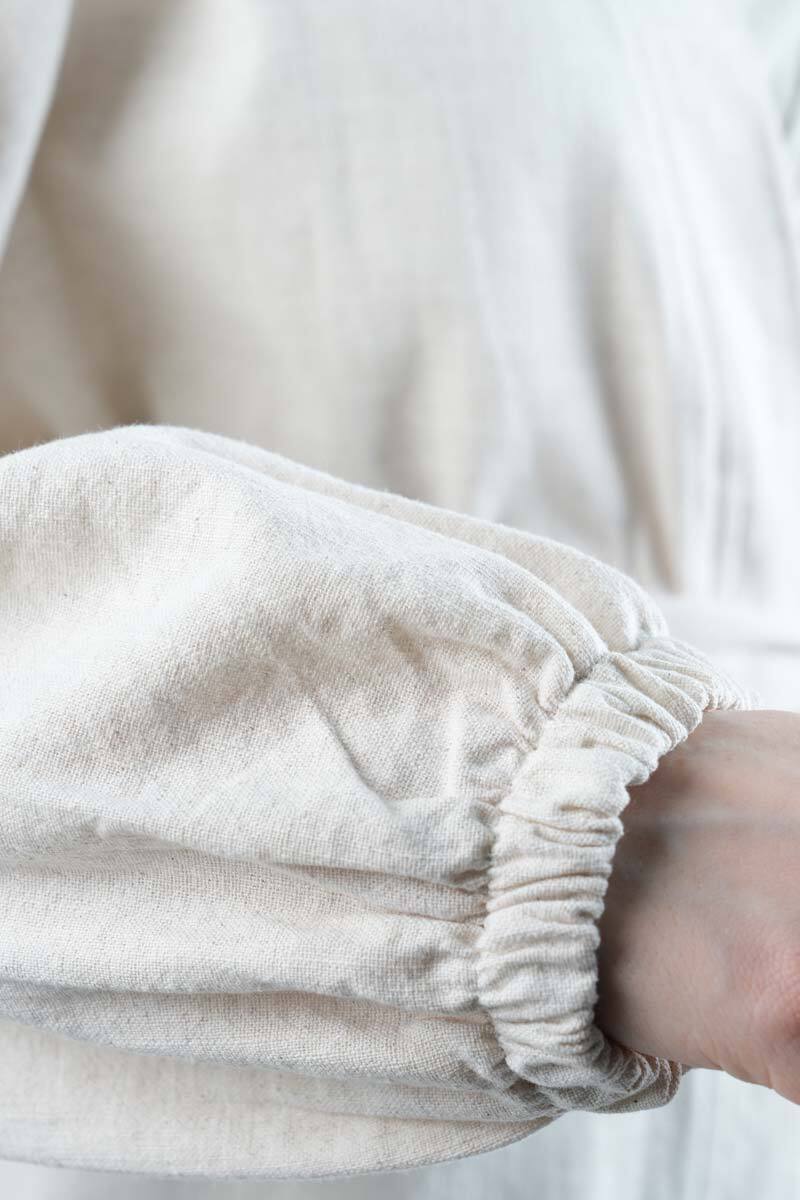 Tesettür Takım Bel Kuşaklı Keten 2'li Takım Krem - 5