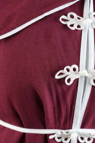 Tesettür Takım Biye Det. Kol Volanlı Keten 2'li takım Bordo - 5