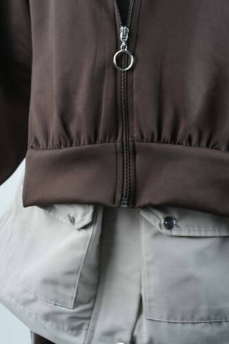 Tesettür Takım Çift Kapak Kapüşonlu Trenç İkili Takım Krem - 5