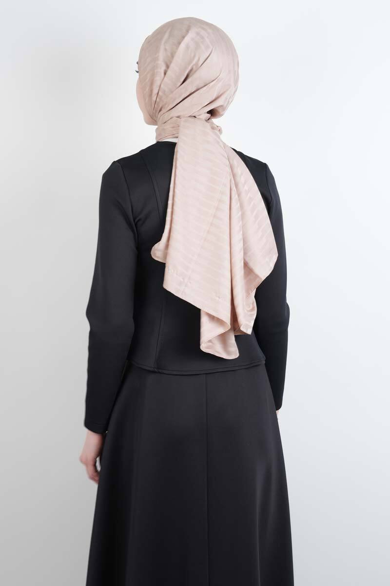 Tesettür Takım Çift Zımbalı Bel Oturtmalı Scuba Etekli Takım Siyah - 4