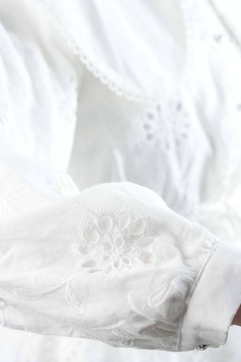 Tesettür Takım Geniş Bebe Yaka Bel Lastikli Fisto Etekli İkili Takım Beyaz - 5