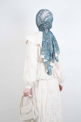 Tesettür Takım Geniş Bebe Yaka Bel Lastikli Fisto Etekli İkili Takım Krem - 03Kız Kulesi Teks (1)