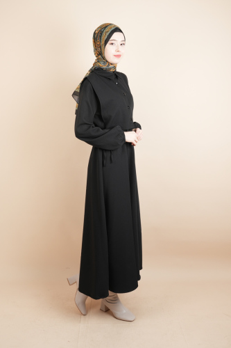 Tesettür Takım Gömlek Süveter Elbise Bukre Takım Siyah - 03Kız Kulesi Teks (1)