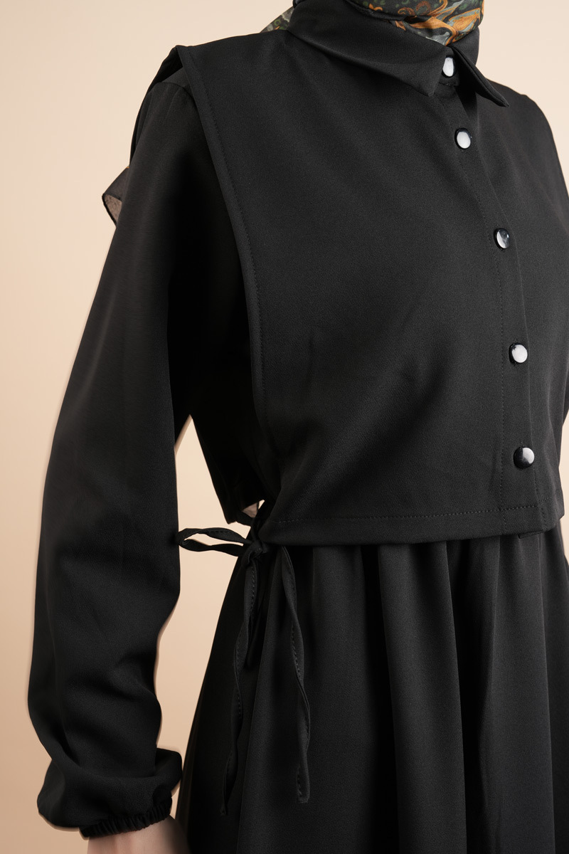 Tesettür Takım Gömlek Süveter Elbise Bukre Takım Siyah - 4