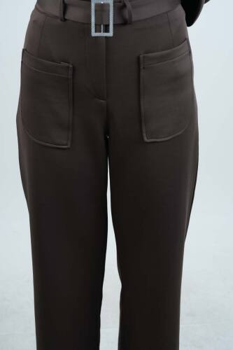 Tesettür Takım Ön Çapraz Bağcıklı Scuba İkili Takım Kahverengi - 5