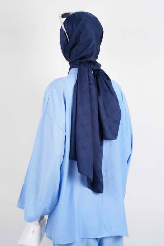 Tesettür Takım Önden 2 Bağlamalı Çilek 2'li Takım Mavi - 3