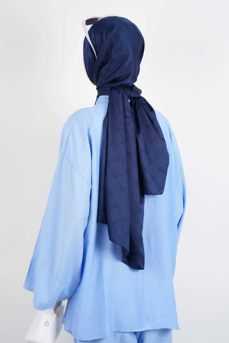 Tesettür Takım Önden 2 Bağlamalı Çilek 2'li Takım Mavi - 3